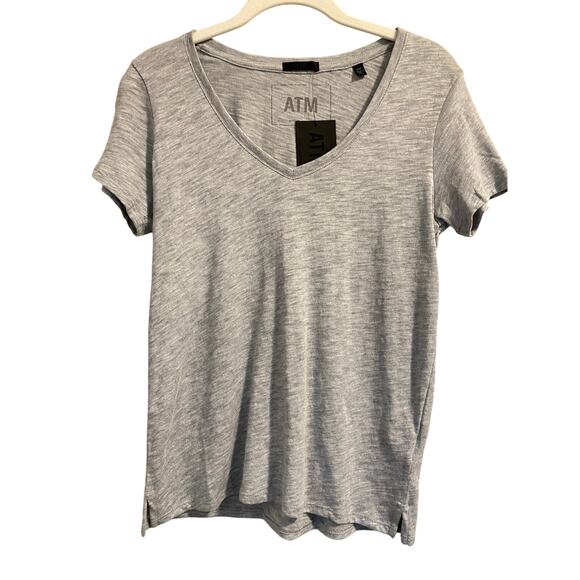 NWT ATM Anthony Thomas Melillo Pima Cotton V-Neck T-Shirt in heather grey sz. S - Picture 3 of 13